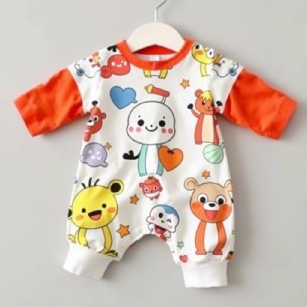 Cute cartoon character printed romper for toddler boys and girls