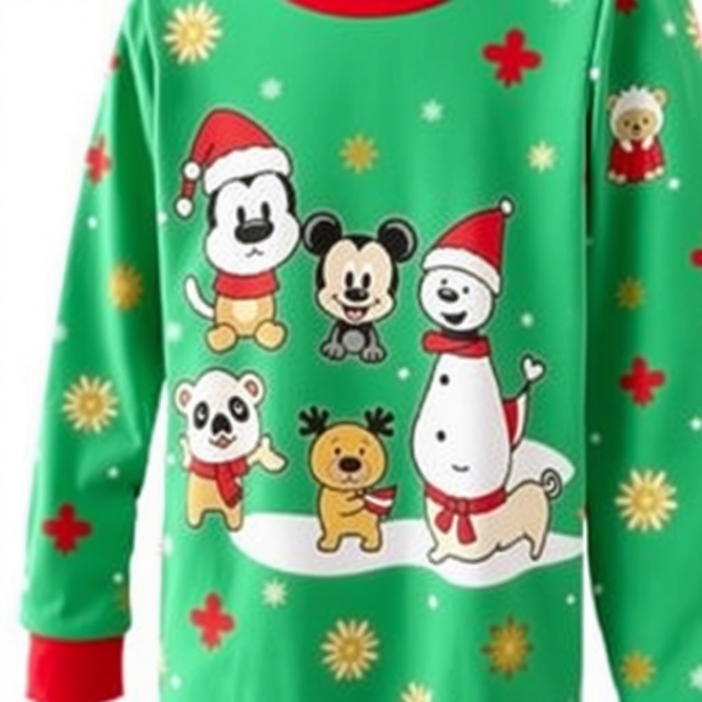 Cute cartoon characters on Christmas pajamas for kids wholesale