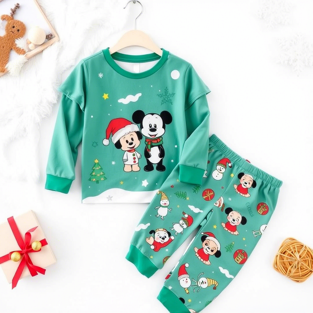 Cute cartoon characters on festive Christmas kids’ PJs for wholesale