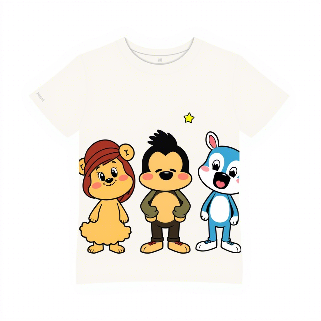Cute cartoon characters on kids’ apparel for bulk orders