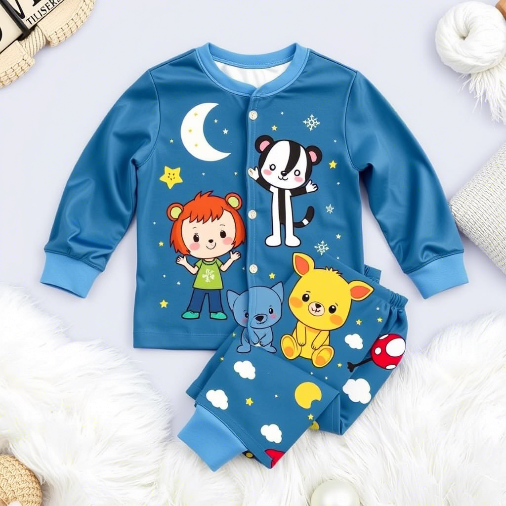 Cute cartoon characters on kids’ pajama designs for sale online