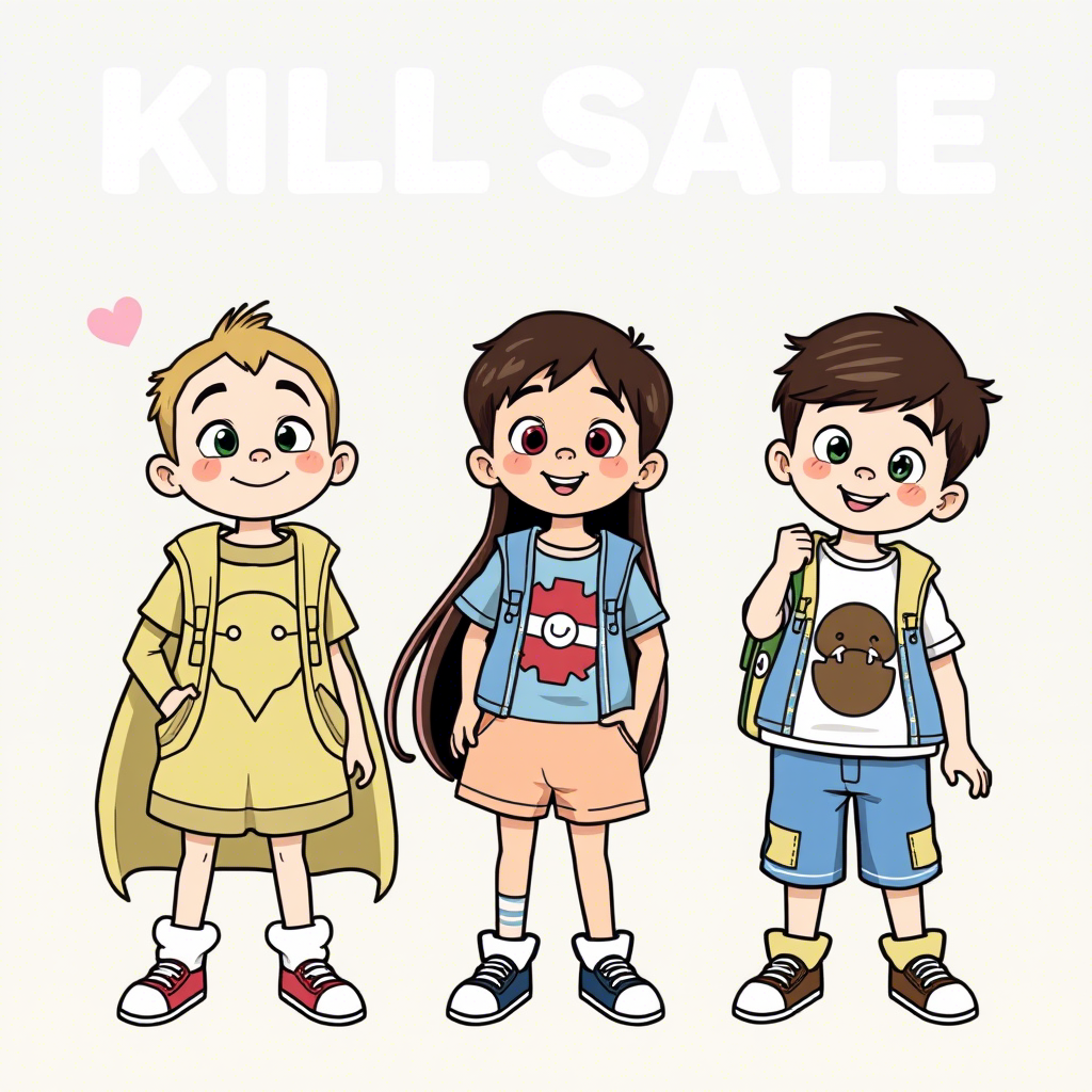 Cute cartoon characters on wholesale children’s clothing products