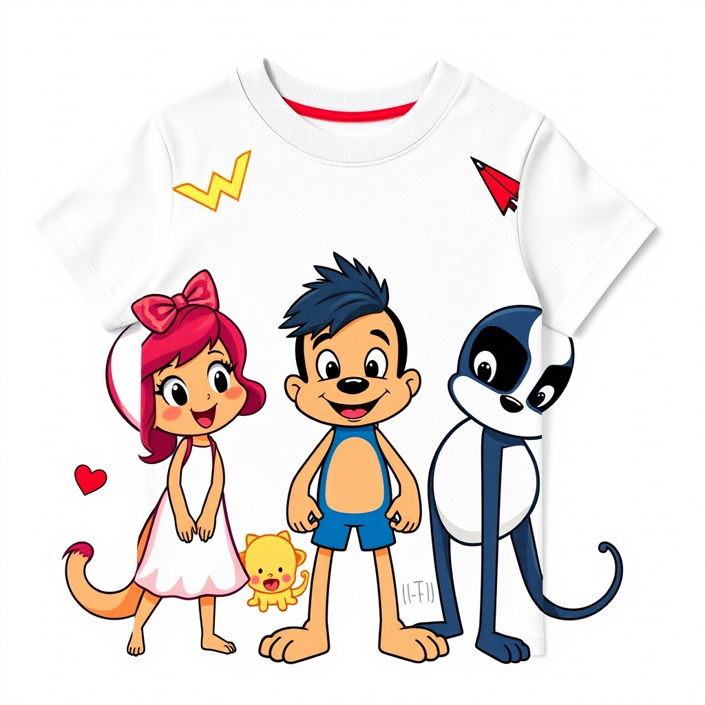 Cute cartoon characters on wholesale kids’ t-shirts