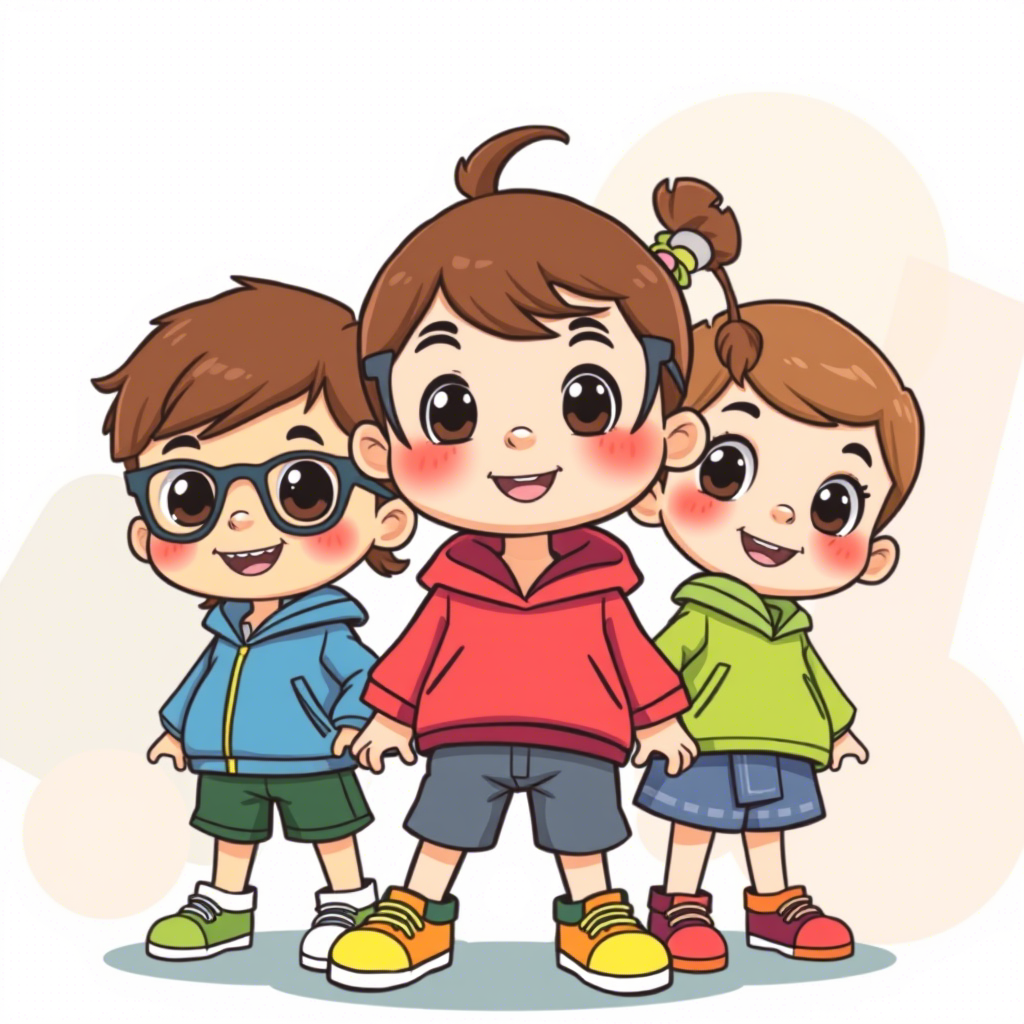 Cute cartoon kids wearing colorful outfits for wholesale suppliers
