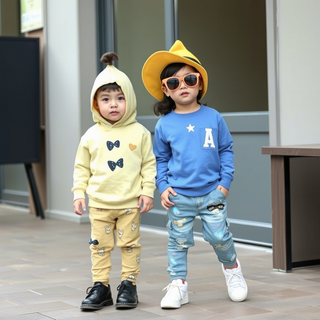 Cute children wearing trendy wholesale clothing for kids