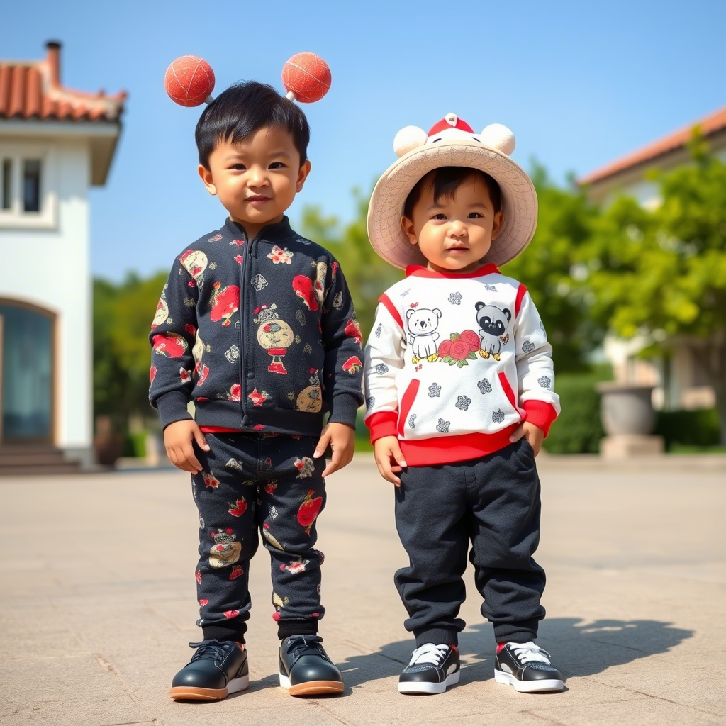 Cute kids wearing custom made clothing from China