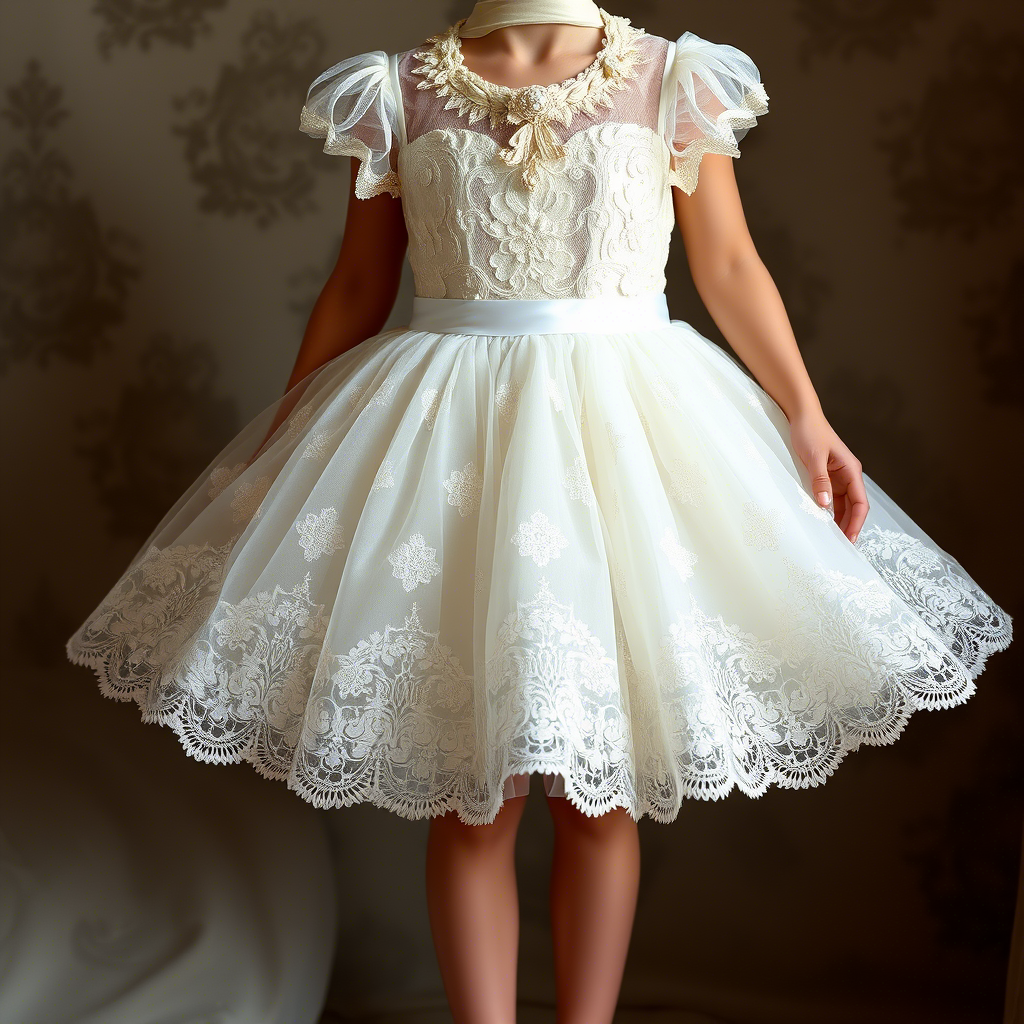 Delicate lace dress with sparkling accessories for fairy tale princess