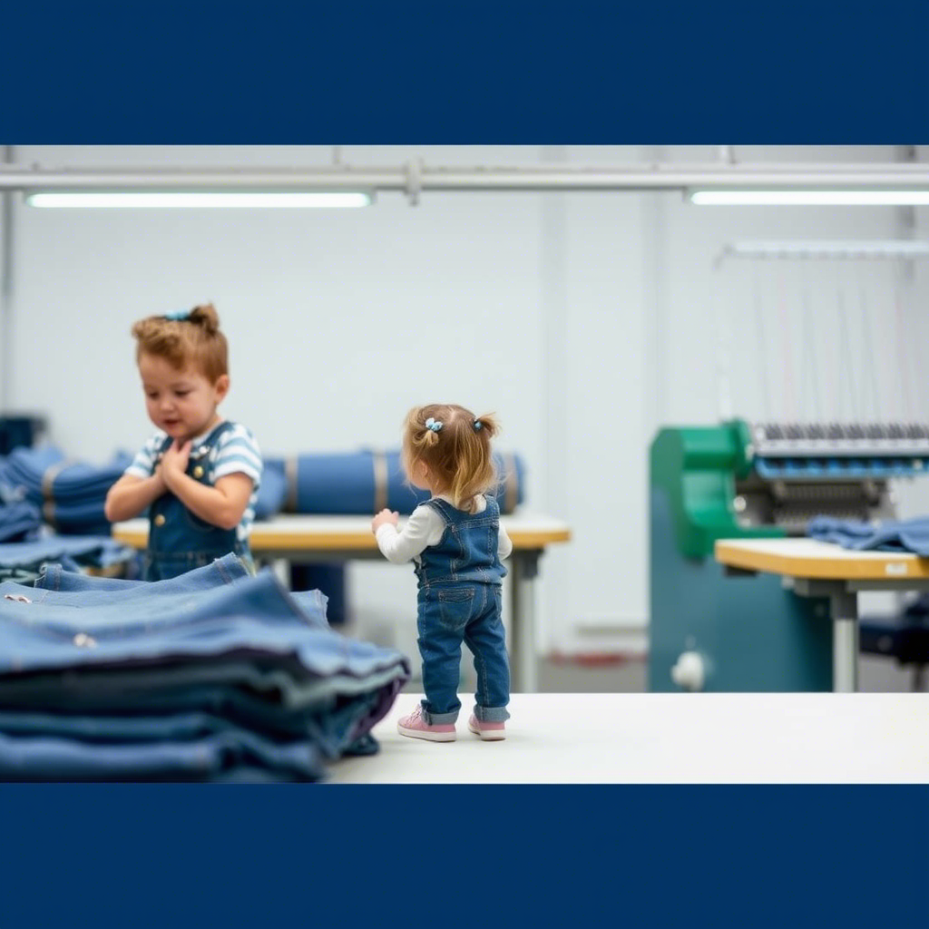 Denim jeans manufacturing process for children