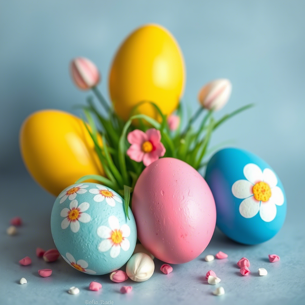 Easter eggs in bright colors representing hope and joy