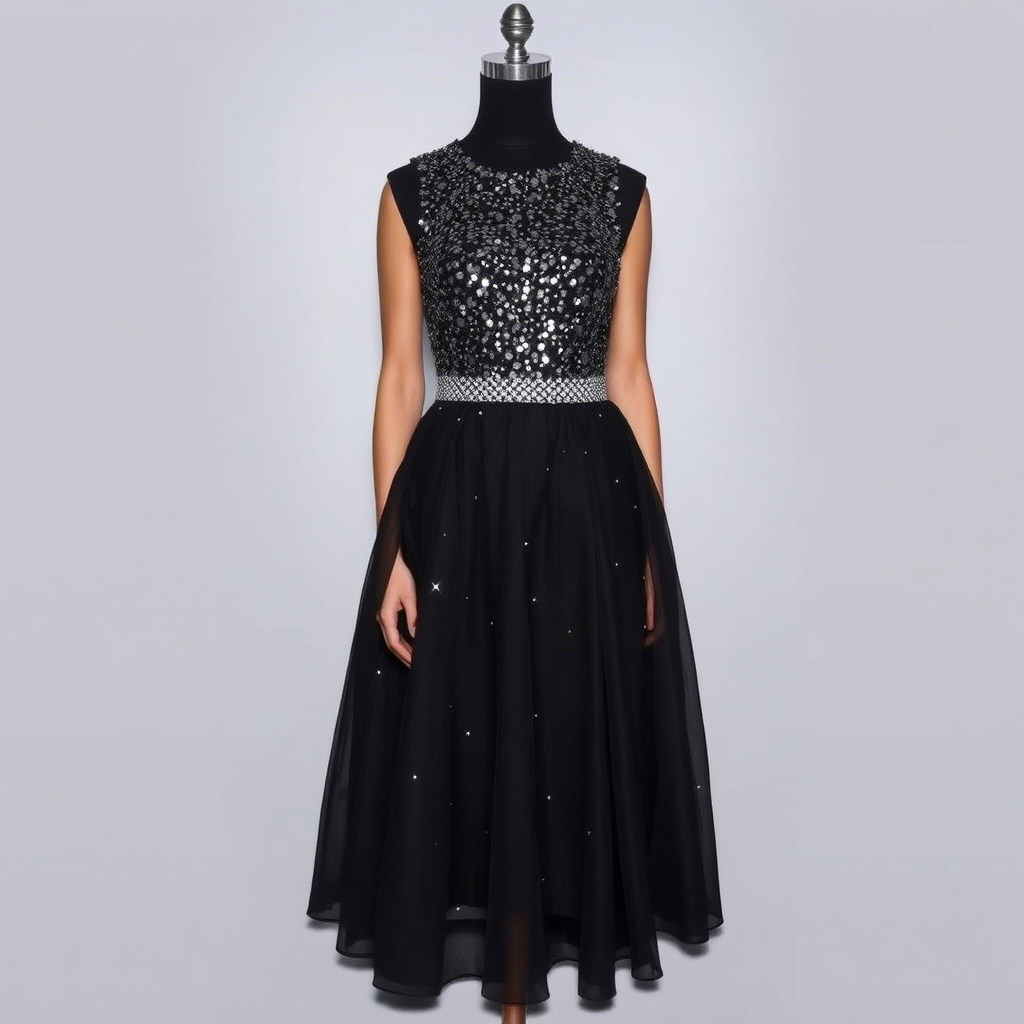Elegant black skirt with sequins for a formal gala