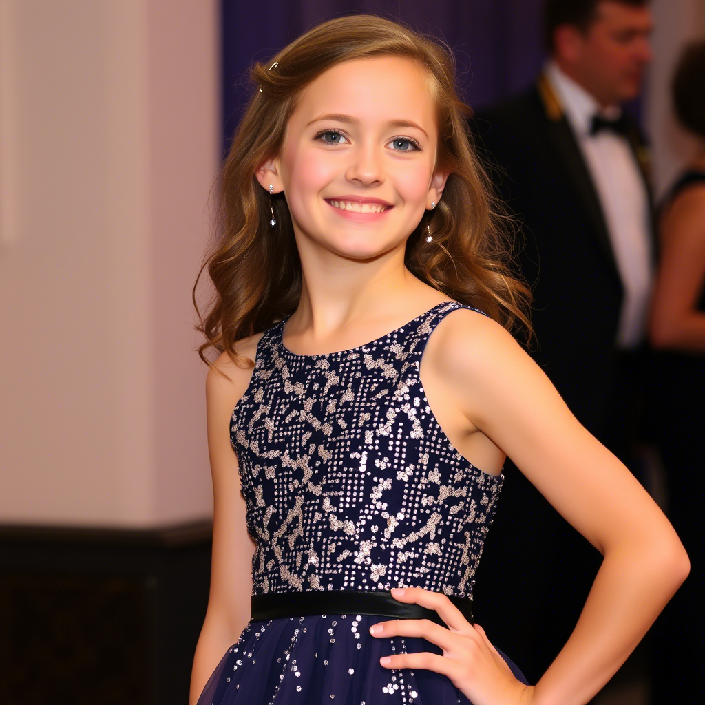 Elegant sequined dress on teenage girl for formal dance