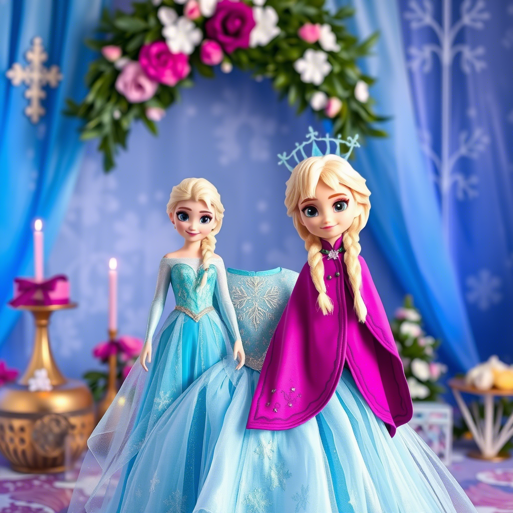 Elsa’s icy blue Frozen dress for toddler girl’s birthday
