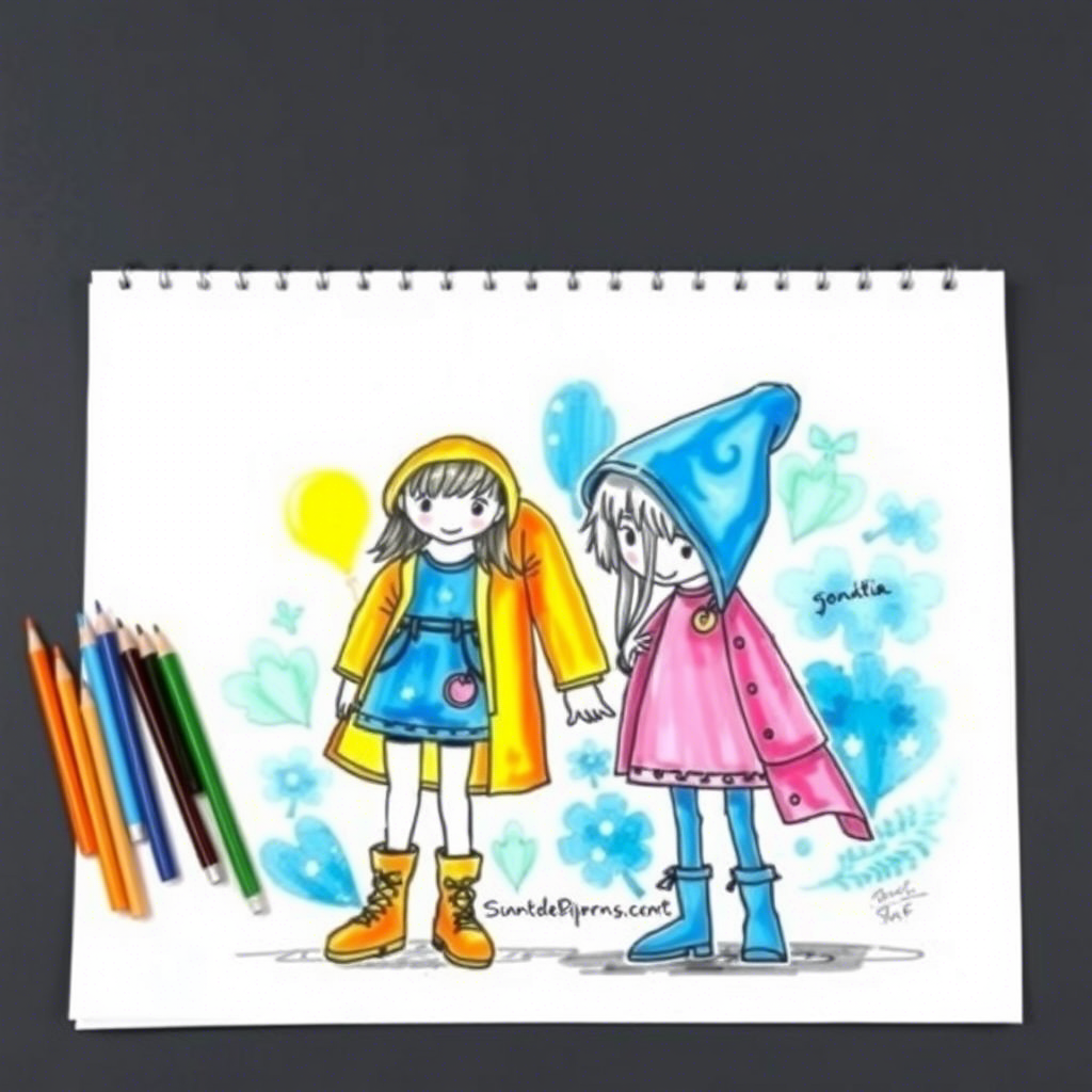 Fashion designer sketching custom kids clothing with vibrant colors and playful designs