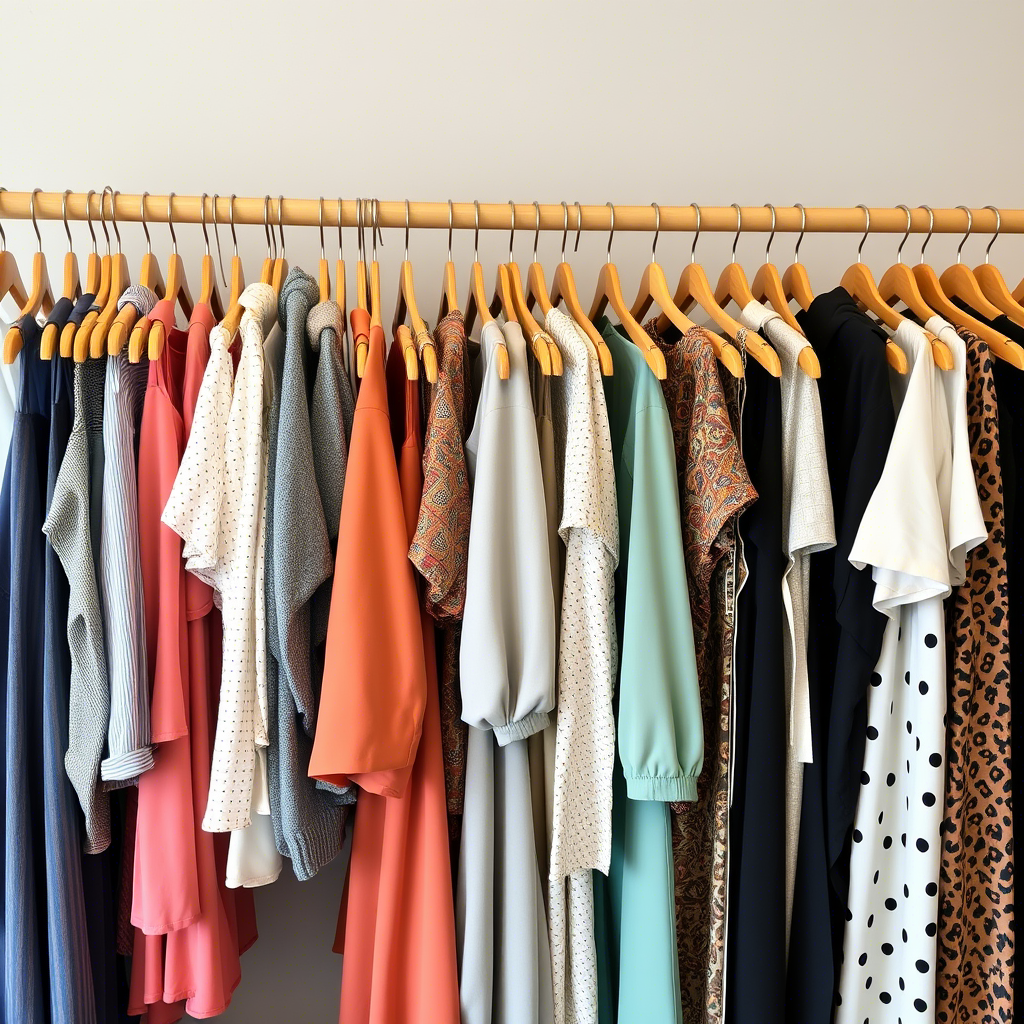 Fashionable clothing racks filled with diverse boutique outfits