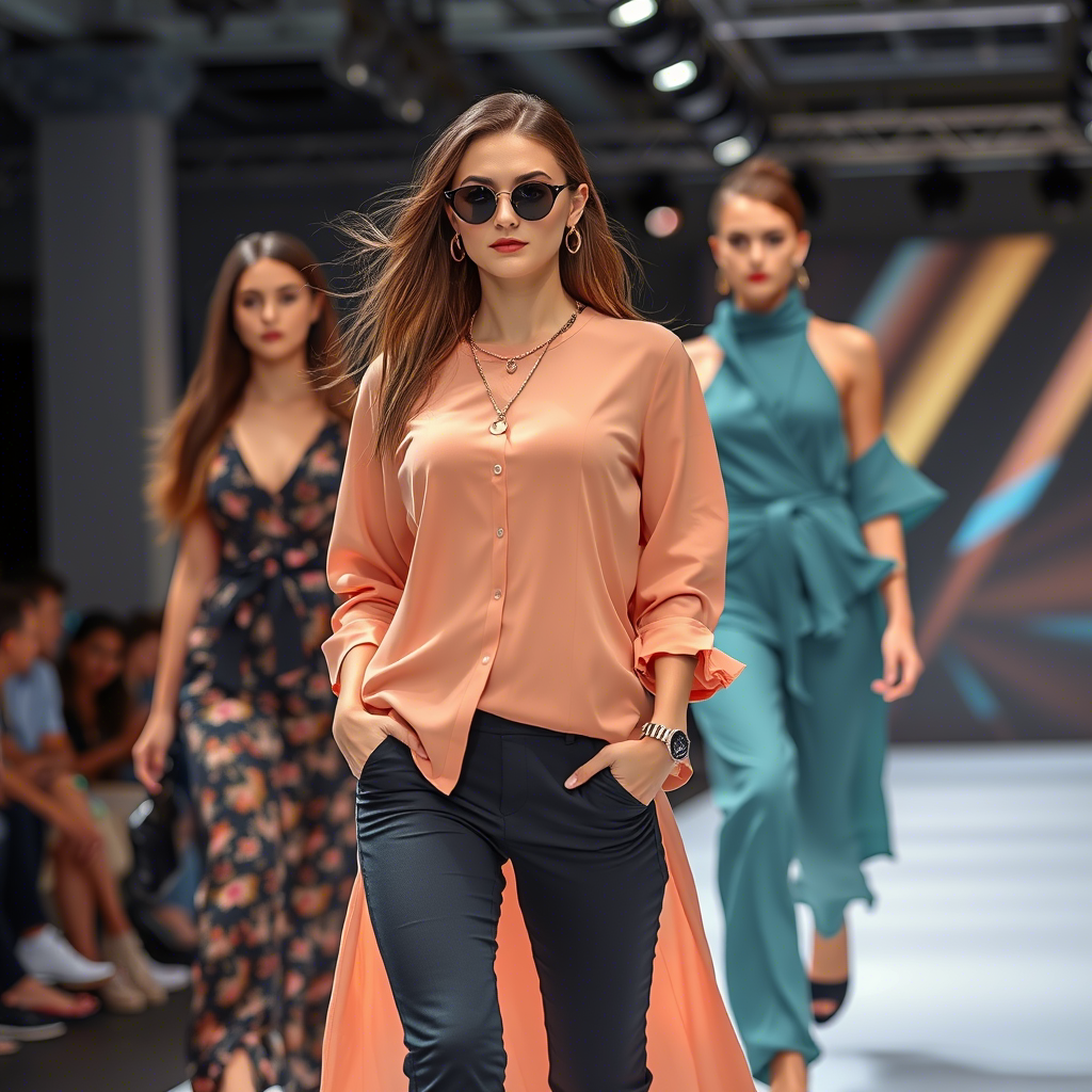 Fashionable female models showcasing wholesale clothing on a catwalk