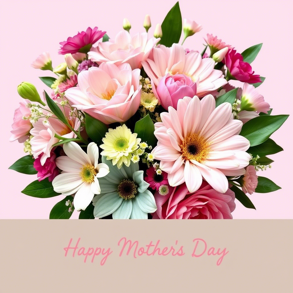 Floral bouquet with a heartfelt Mother’s Day message