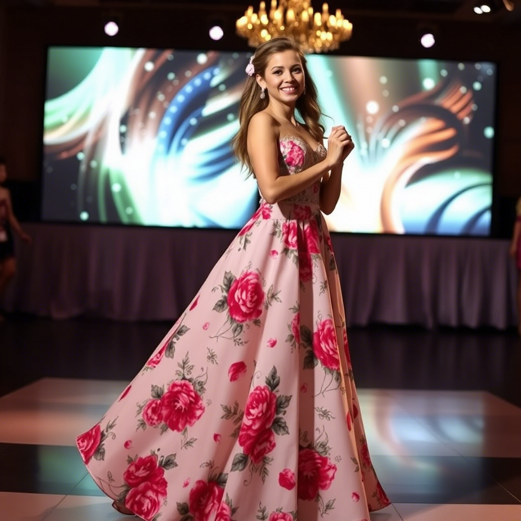 Floral prom dress for a high school dance