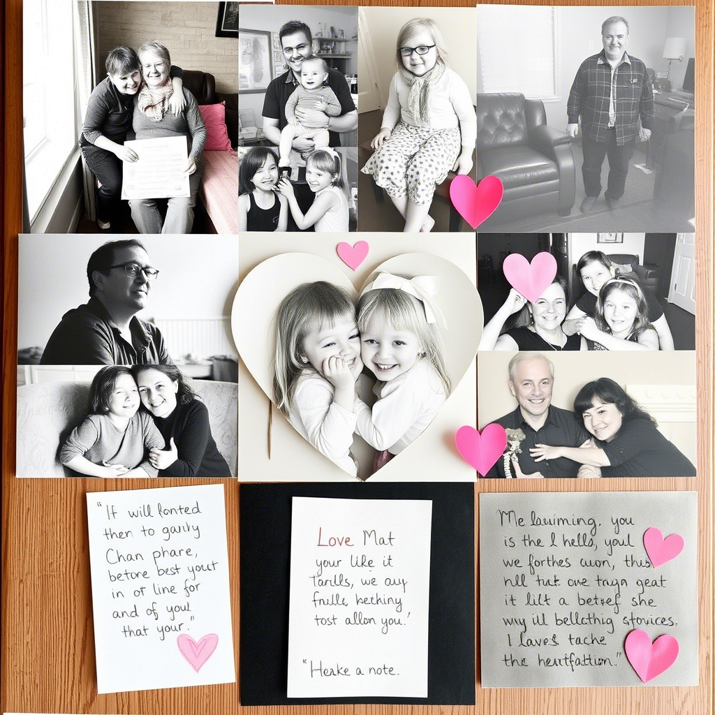 Heartfelt collage of family moments and love notes