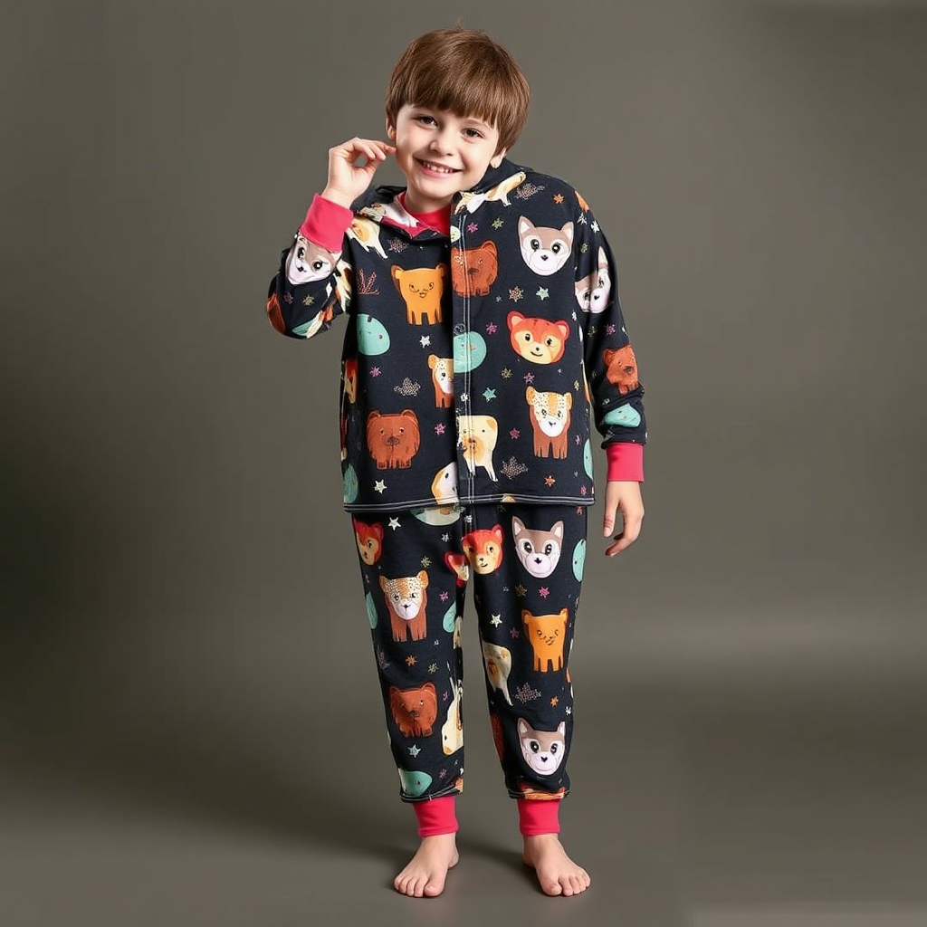 Kids cozy pajamas with animal prints for boys and girls wholesale