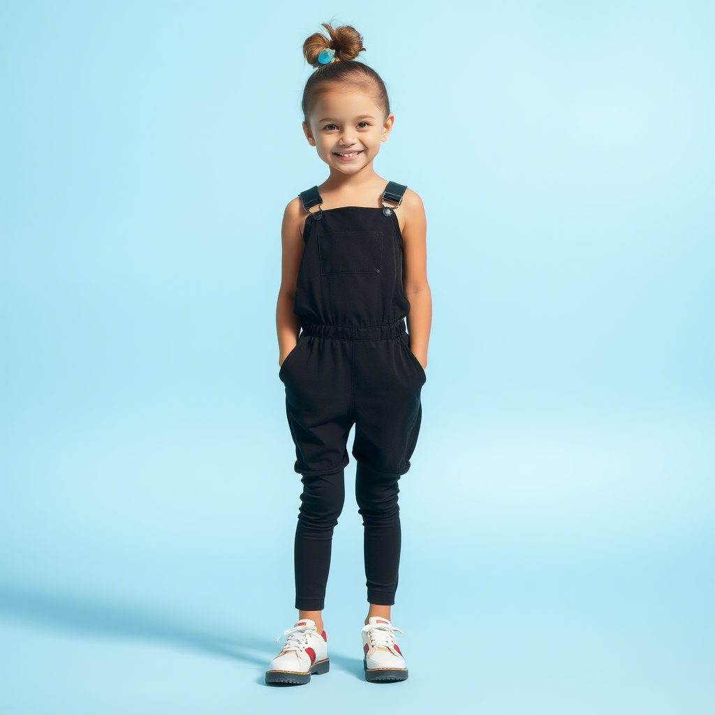 Kids fashion model showcasing latest trendy jumpsuits and leggings online