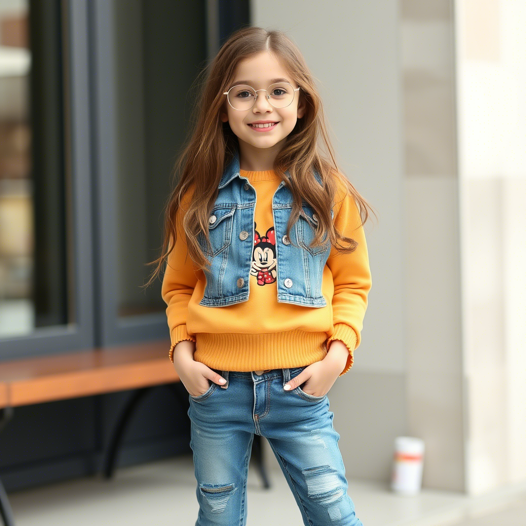 Kids fashion model showcasing latest wholesale jeans and leggings designs