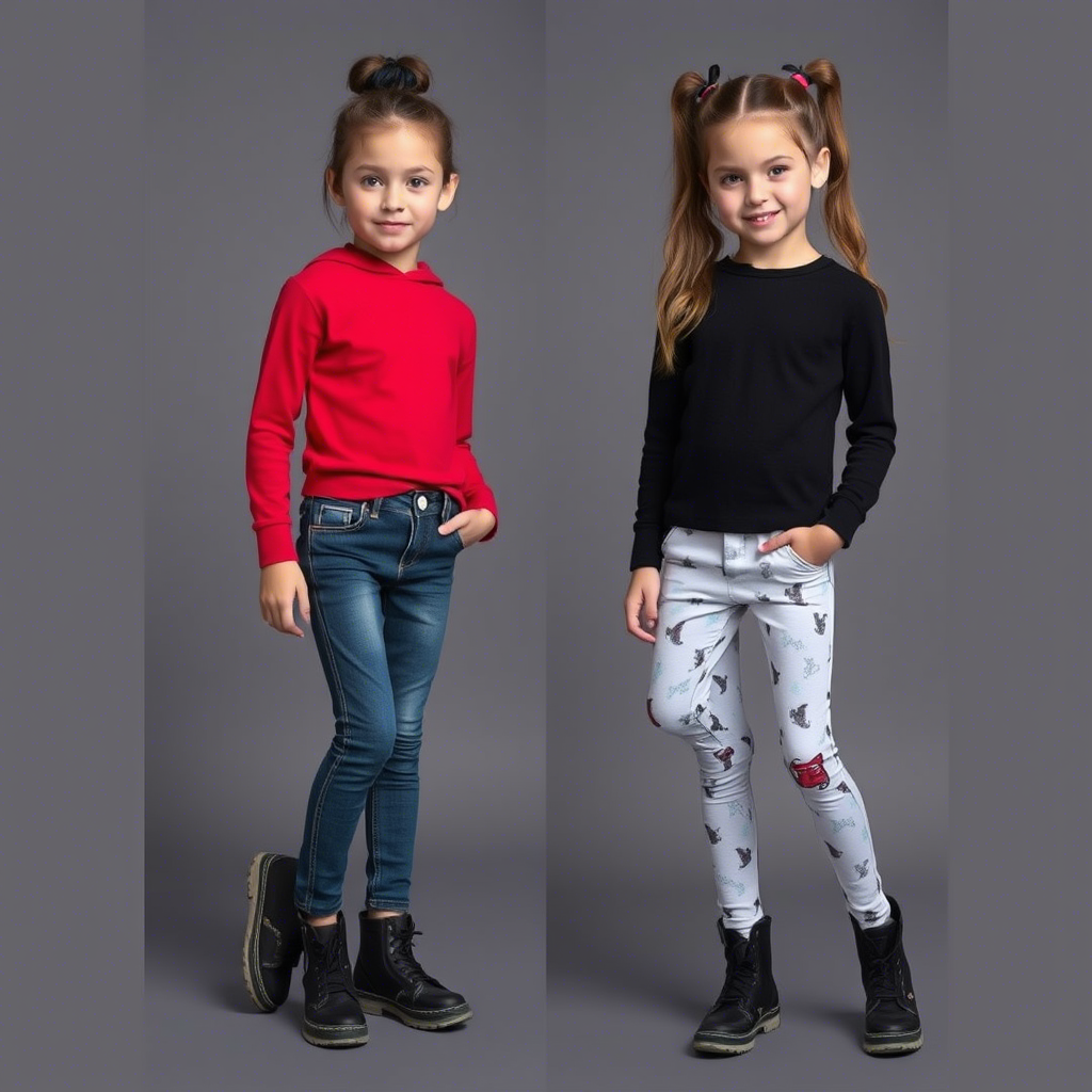 Kids fashion model showcasing latest wholesale jeans and leggings designs