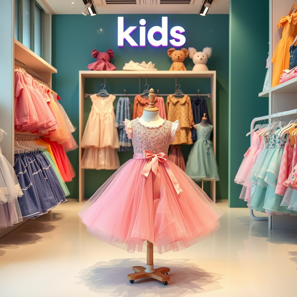 Kids fashion store with frilly skirts and dresses