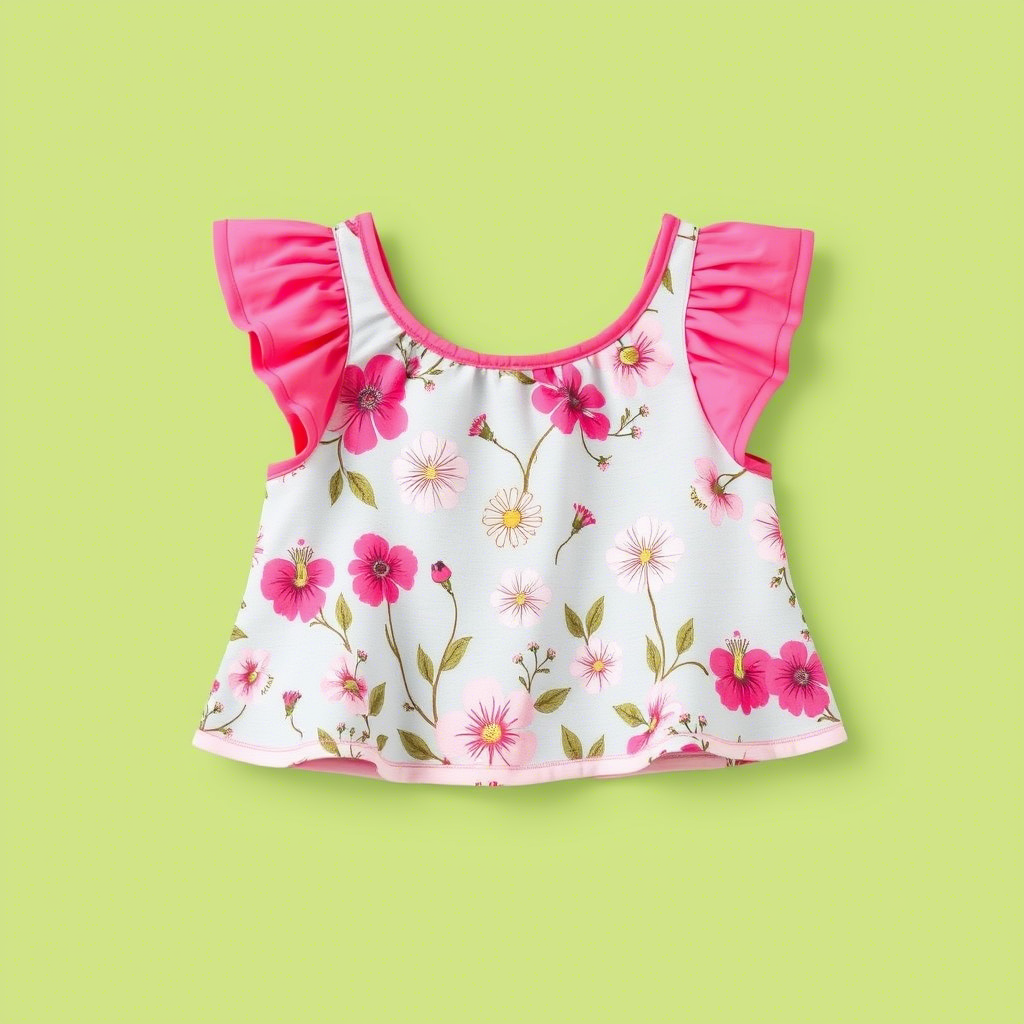 Kids’ fashion tops with floral patterns and bright colors