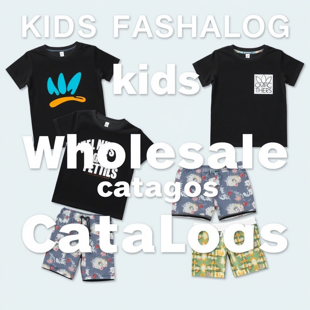 Kids fashion wholesale catalog featuring t-shirts and shorts designs
