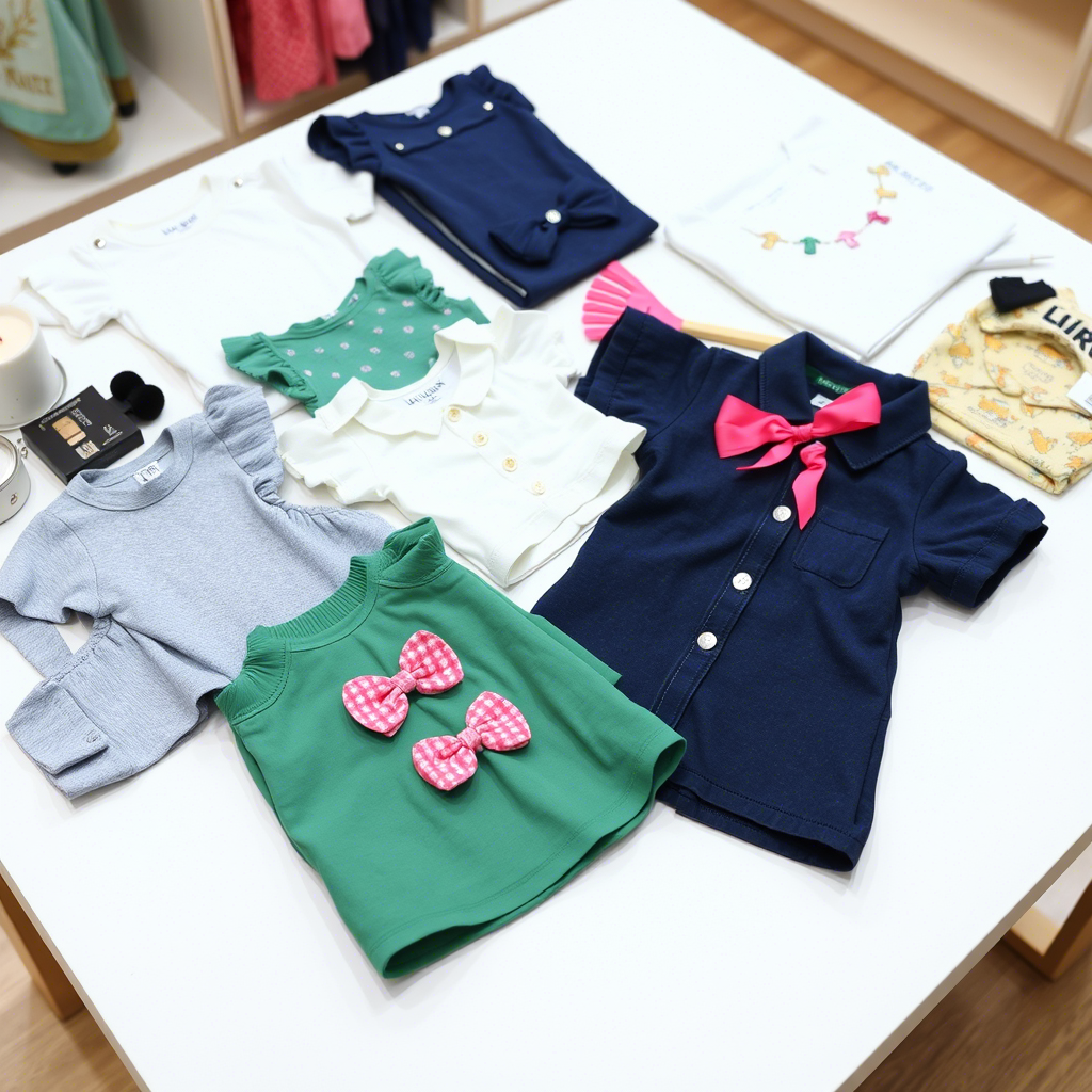 Kids’ fashion wholesale collection arranged on a table
