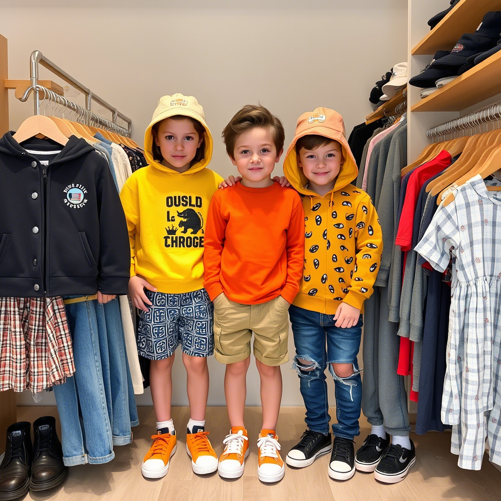 Kids fashion wholesale store with diverse clothing for boys and girls