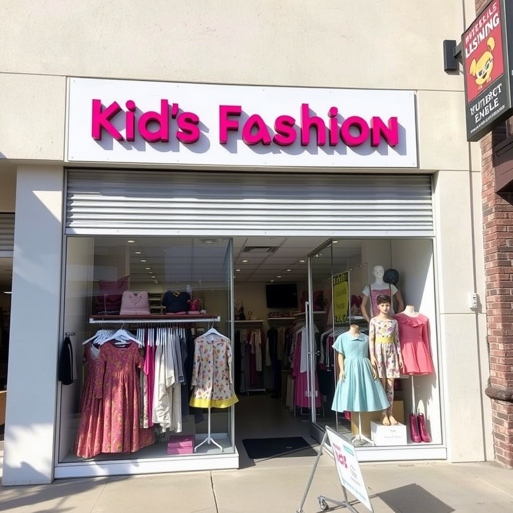 “Kids fashion wholesale storefront in Los Angeles”