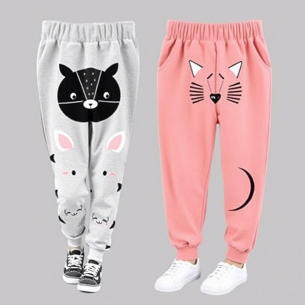 Kids girl’s fashion pants with cute animal designs on them