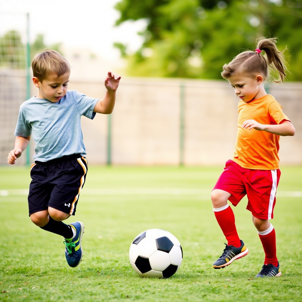 Kids playing soccer in comfortable athletic pants and shorts