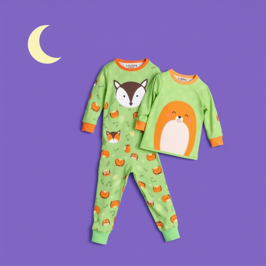 Kids’ sleepwear with fun animal designs and vibrant hues