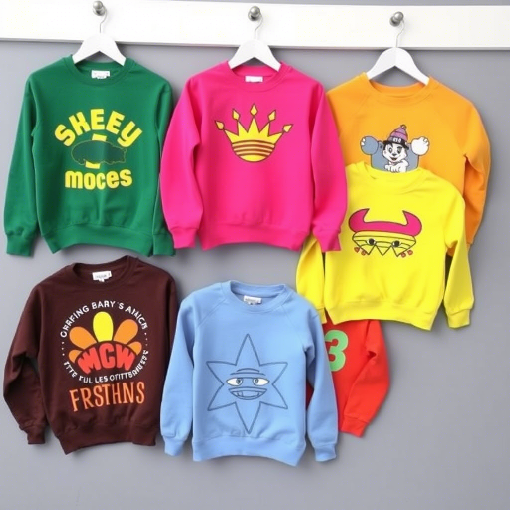 Kids sweatshirts with fun designs and bright colors bulk
