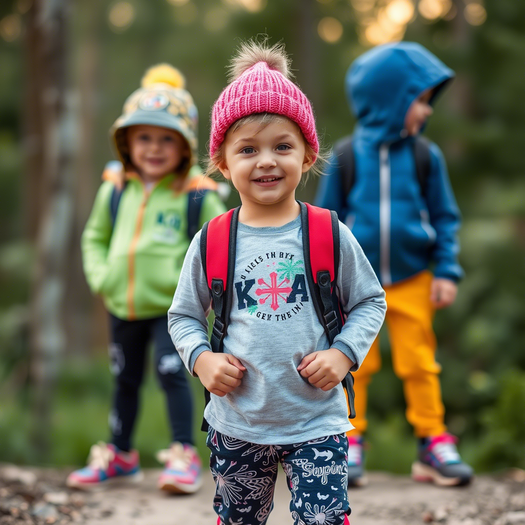 Kids wearing trendy athletic wear, ready for outdoor adventures