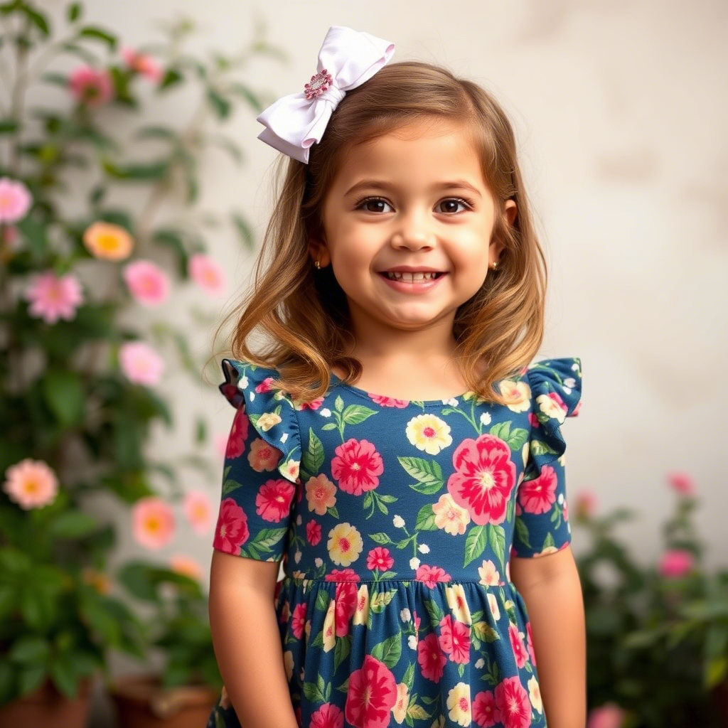 Lezonkids toddler girl wearing cute floral dress and smiling