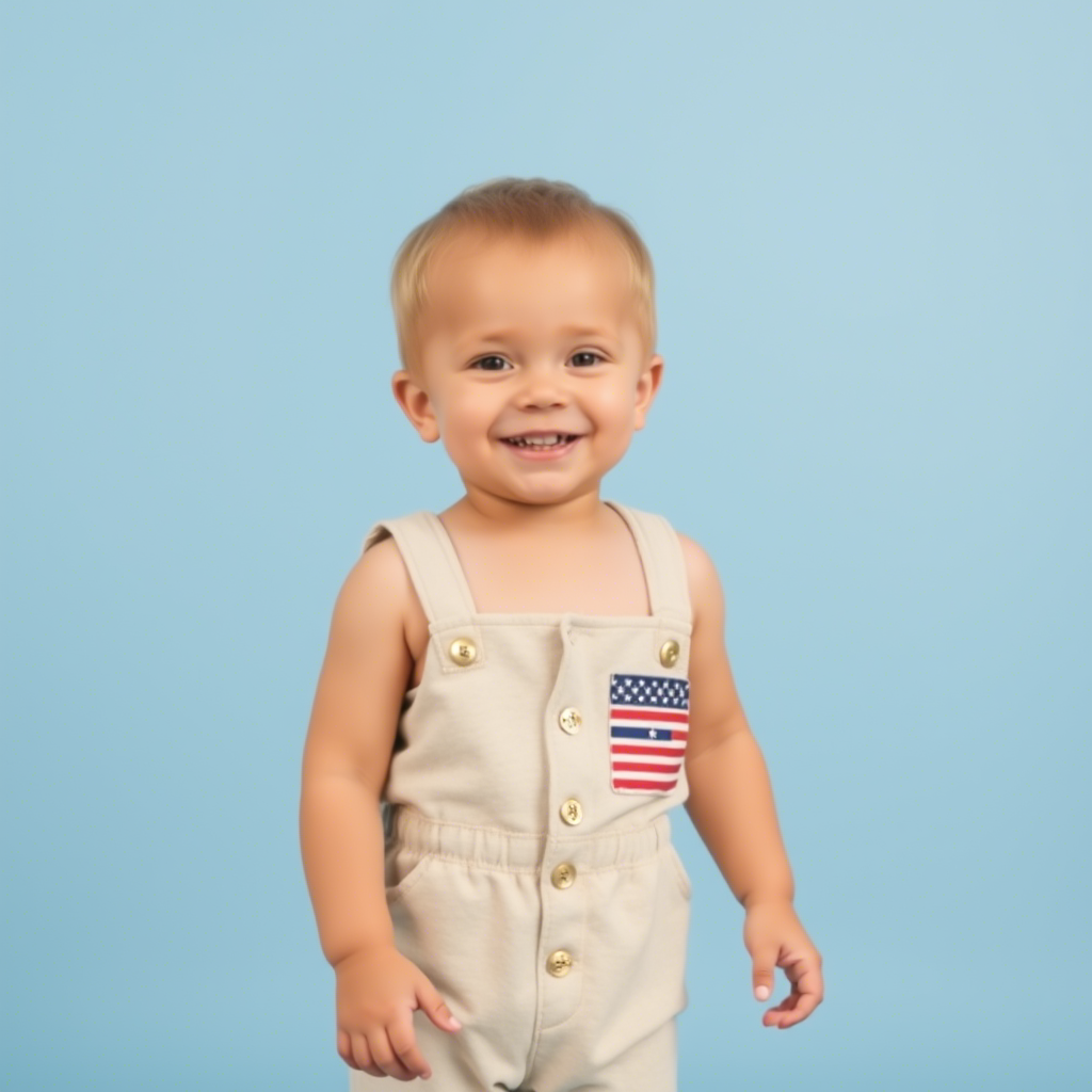 Little American boy in comfy USA-manufactured romper