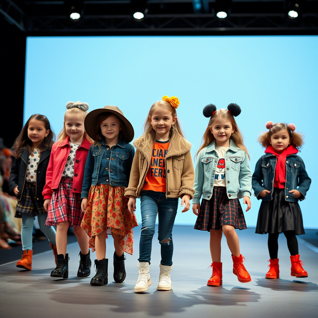 Little fashionistas showcasing stylish kids’ apparel in a fashion show