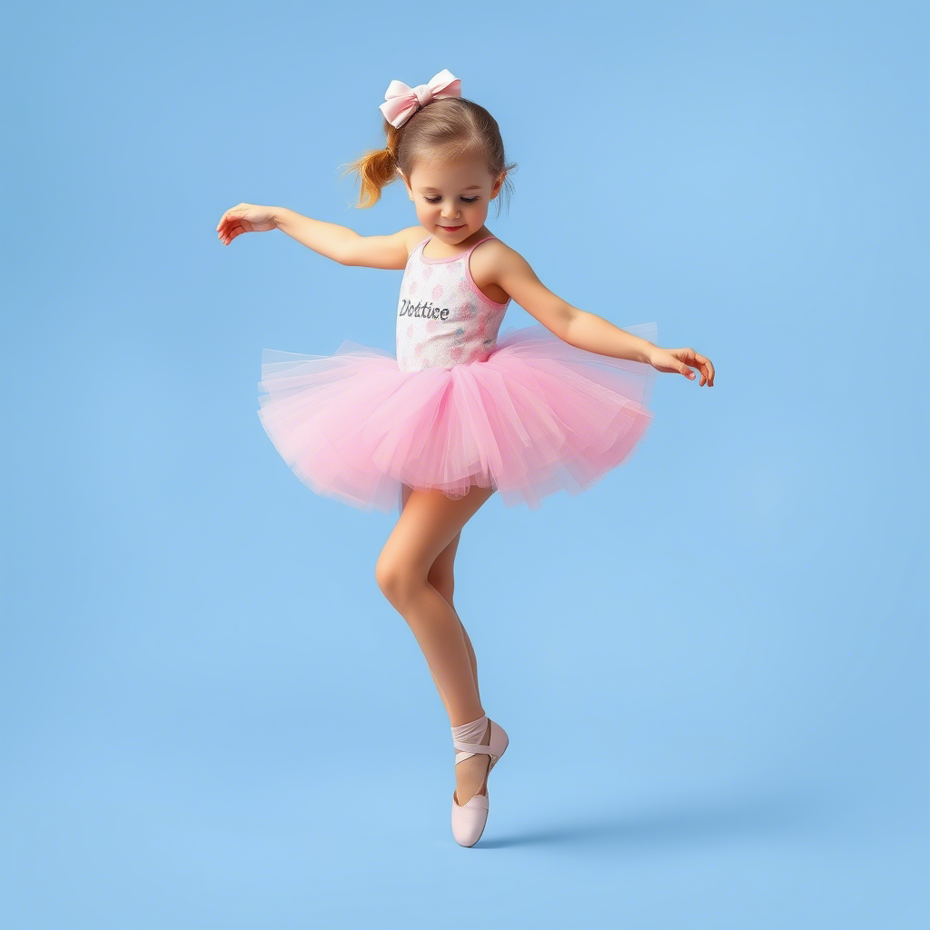 Little girl in a pink tutu and ballet shoes, dancing