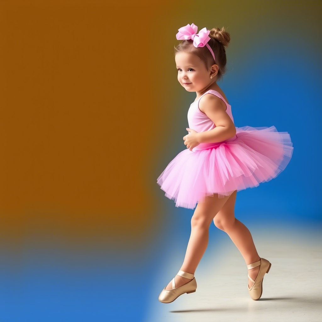 Little girl wearing a stylish pink tutu and ballet shoes