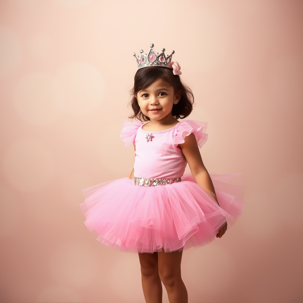Little princess in a pink tutu top and sparkly skirt
