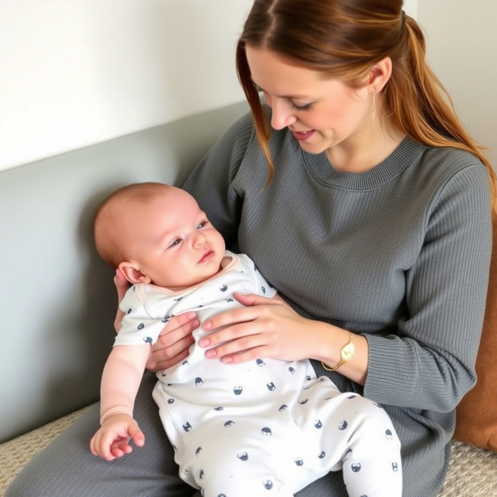 Mother choosing hypoallergenic baby clothes for eczema prone skin