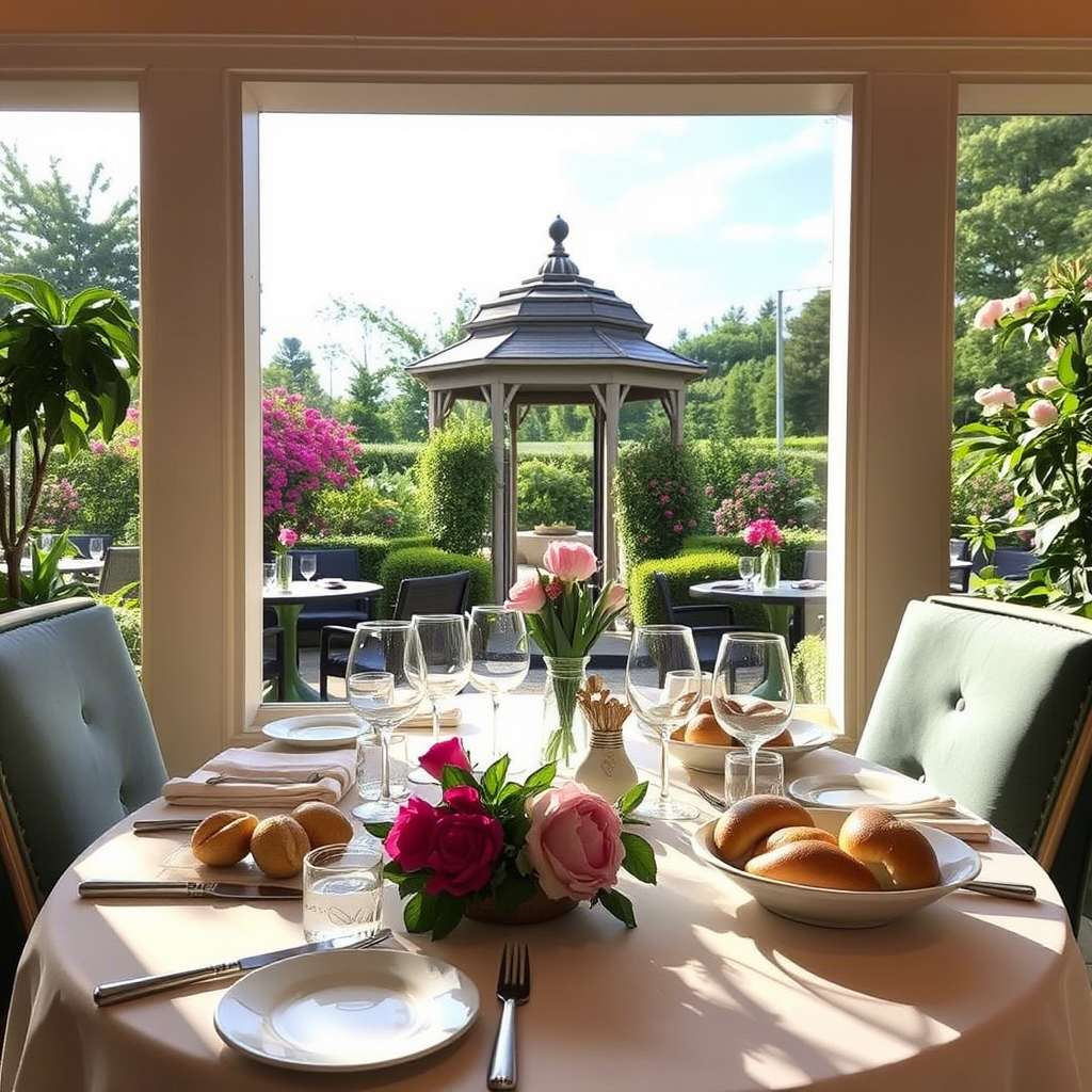 Mother’s Day brunch at a luxurious garden restaurant