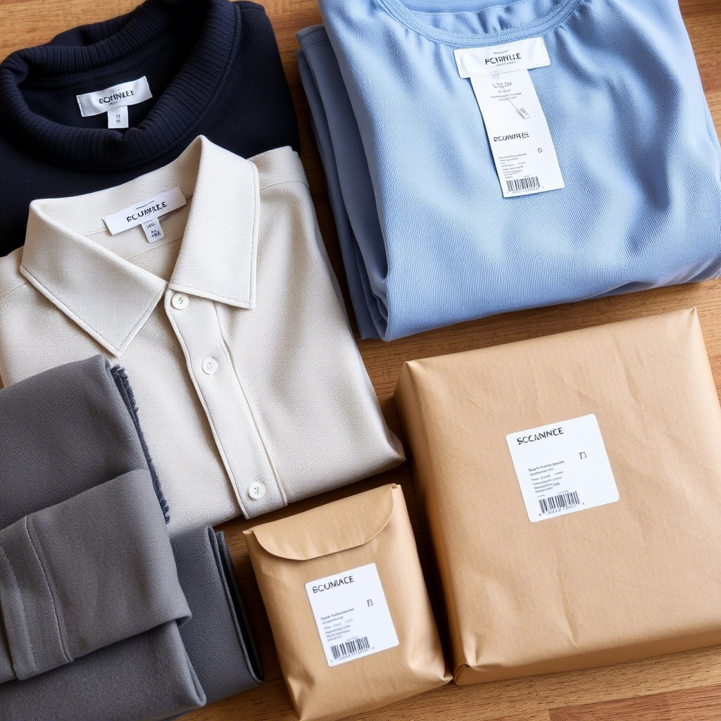 Online store clothing shipment packaging and labeling