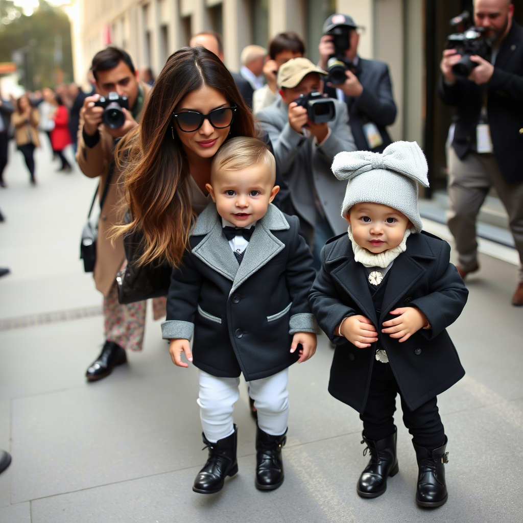 Paparazzi capturing celebrity babies in stylish, fashionable attire