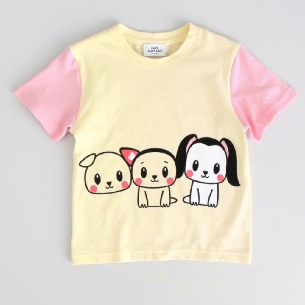 Pastel colored tops for kids with cute cartoon designs