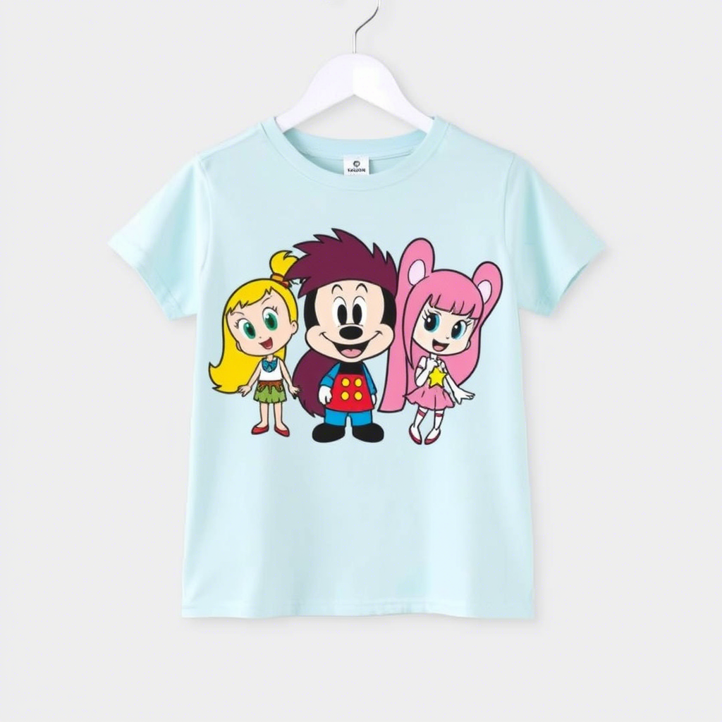 Pastel colored tops with cartoon characters for kids wholesale