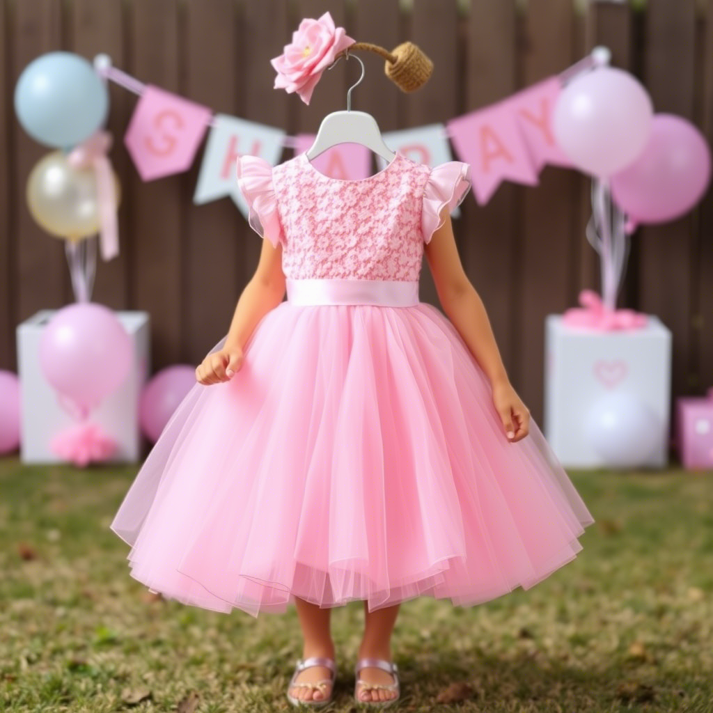 Pastel pink tutu dress for a little girl’s birthday bash